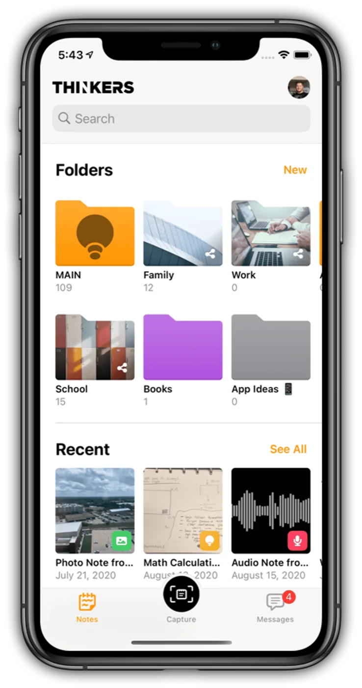 THINKERS iOS app screen