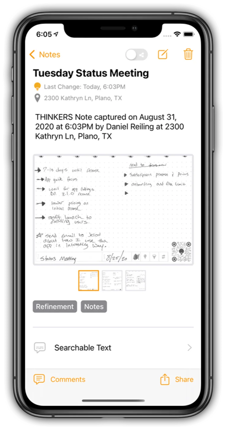 THINKERS iOS app screen