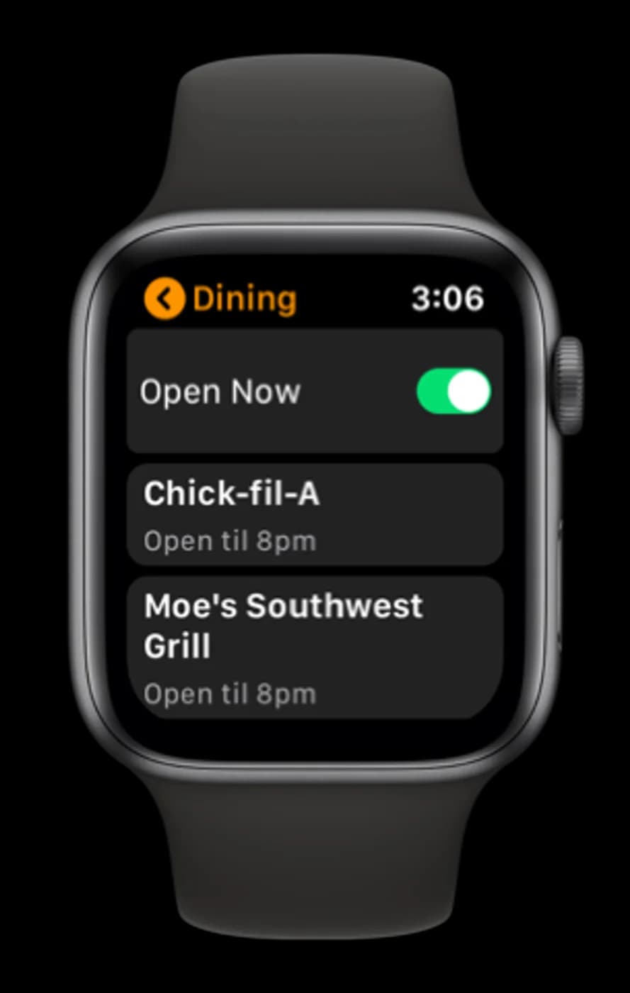 UT Dallas Apple Watch app screen